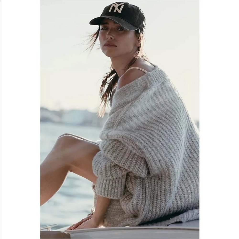 #31 New! Free People Blue Bell Chunky Oversized SweaterNWT - Picture 7 of 9